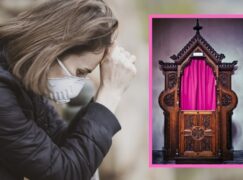 Dezynfekcja konfesjonałów, spowiedź najlepiej na zewnątrz
